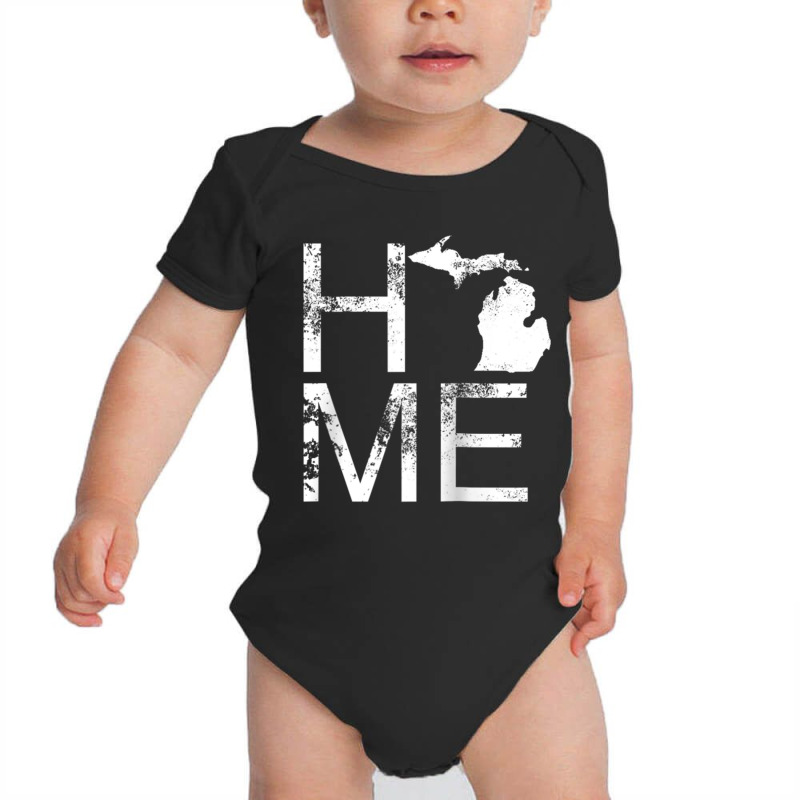 Vintage Michigan Home Mi State Map Love Wolverine State Raglan Basebal Baby Bodysuit | Artistshot