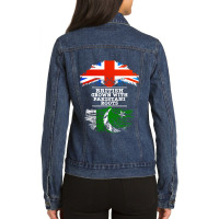 British Grown With Pakistani Roots  Gift For Pakistani With Roots From Ladies Denim Jacket | Artistshot