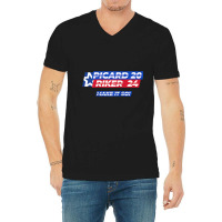 Picard Riker 2024 Make It So Politics Election Parody Funny Raglan Bas V-neck Tee | Artistshot