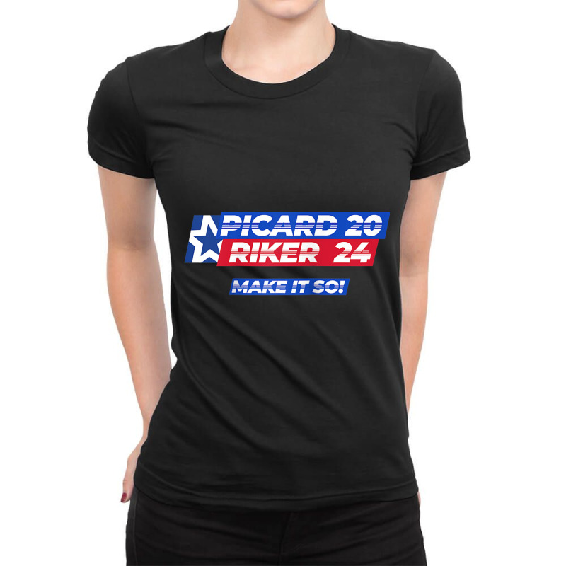 Picard Riker 2024 Make It So Politics Election Parody Funny Raglan Bas Ladies Fitted T-Shirt by cm-arts | Artistshot