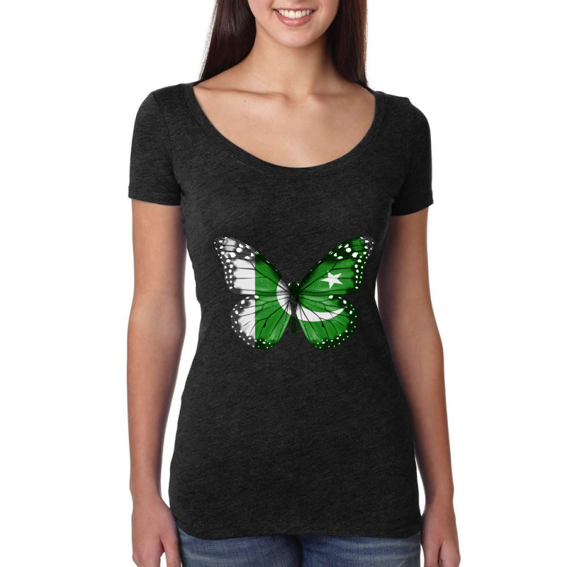 Pakistan Flag Butterfly  Gift For Pakistani With Roots From  Pakistan Women's Triblend Scoop T-shirt by cm-arts | Artistshot