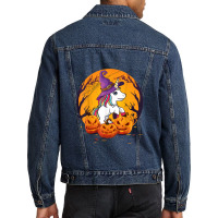 Fun Halloween Shirt Girls Kids Witchy Unicorn Halloween Men Denim Jacket | Artistshot