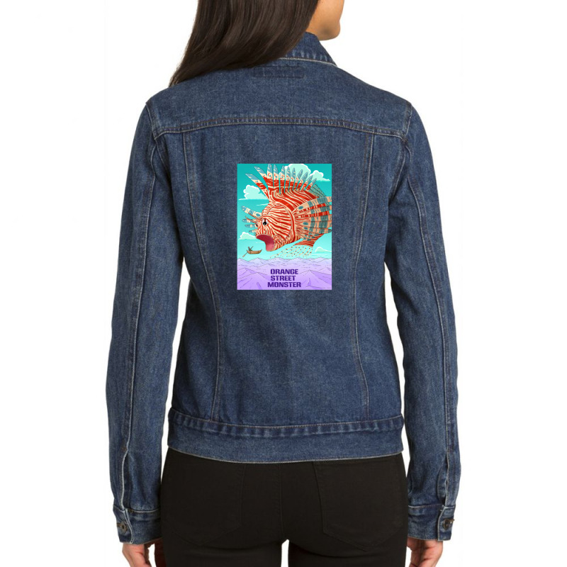 Lion Fish Poster Ladies Denim Jacket by StuartRamsey | Artistshot