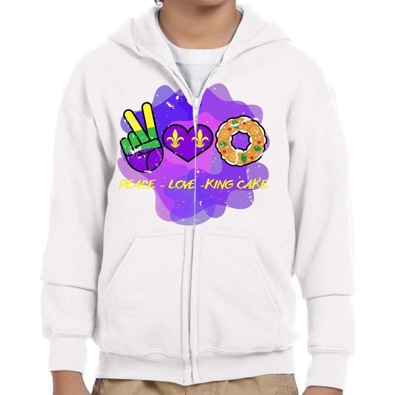 Peace Love King Cake Funny Mardi Gras Party Carnival Premium T Shirt Youth Zipper Hoodie | Artistshot