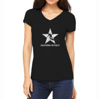 California Republic -- Surfer Dude (white Grunge) Women's V-neck T-shirt | Artistshot