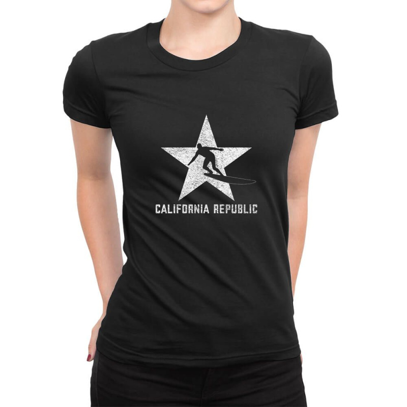 California Republic -- Surfer Dude (white Grunge) Ladies Fitted T-Shirt by AmyRall | Artistshot