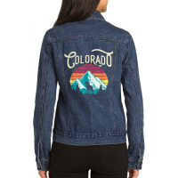 Retro Colorado Co Mountains Wildlife Bighorn Sheep Ladies Denim Jacket | Artistshot