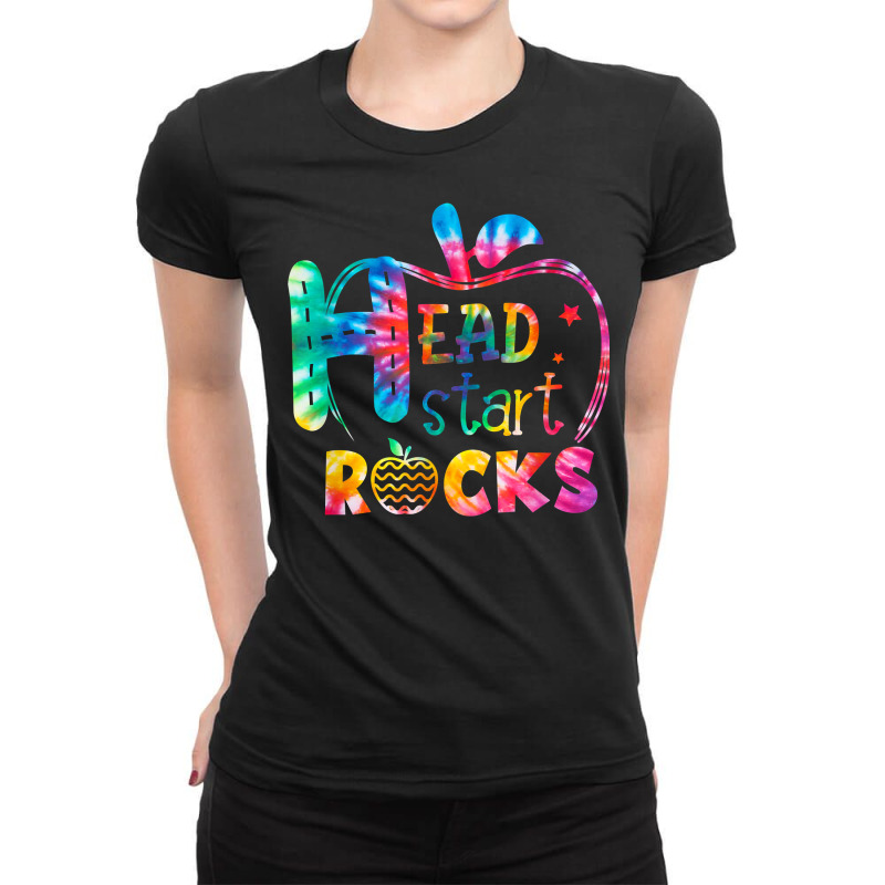 Hello Head Start Rock Tie Dye Back To School Teacher T Shirt Ladies Fitted T-Shirt by cm-arts | Artistshot