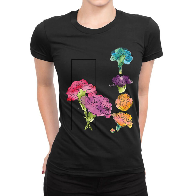 Carnation Sketchbook Page Ladies Fitted T-Shirt by cm-arts | Artistshot