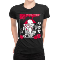 The Lovers Skeletons Japanese Kanji Red Flower Rose Pagan T Shirt Ladies Fitted T-shirt | Artistshot