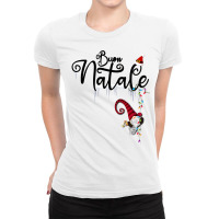 Buon Natale   Merry Christmas With A Scandinavian Gnome Long Sleeve T Ladies Fitted T-shirt | Artistshot