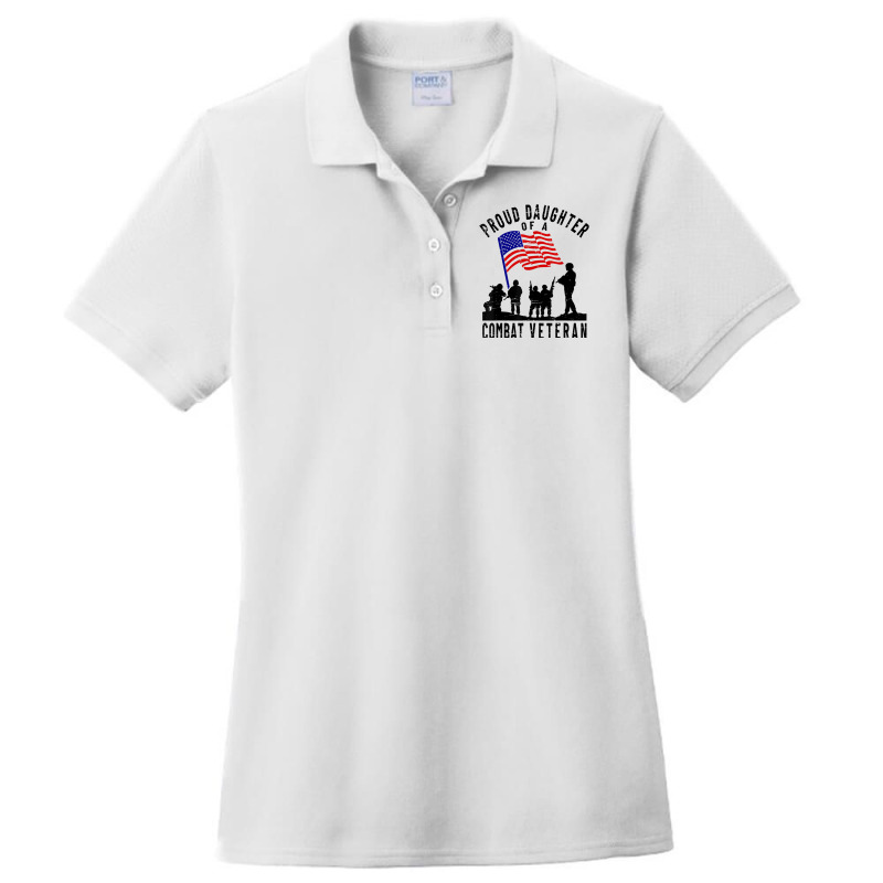 Proud Daughter Combat Veteran Retro Us Flag Military Family T Shirt Ladies Polo Shirt by cm-arts | Artistshot