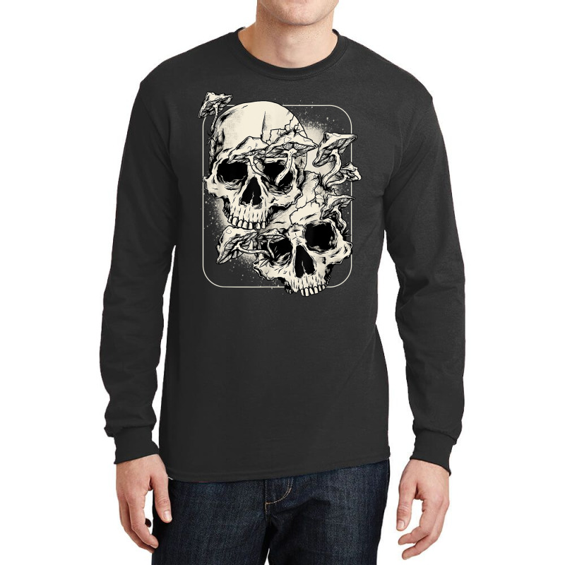 Skull Morel Mushrooms Mycologist Goth Mushroom Art Long Sleeve Shirts by cm-arts | Artistshot