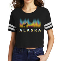 Alaska Reindeer Design With Polar Lights And Moose Pullover Hoodie Scorecard Crop Tee | Artistshot