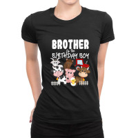 Farm Animals Barnyard Farm House Brother Of The Birthday Boy Ladies Fitted T-shirt | Artistshot