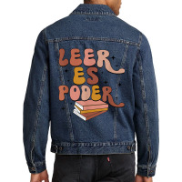 Leer Es Poder Groovy Spanish Teacher Bilingual Maestra Men Denim Jacket | Artistshot