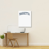 Marietta Georgia Ga Vintage Sports Design Navy Design Portrait Canvas Print | Artistshot