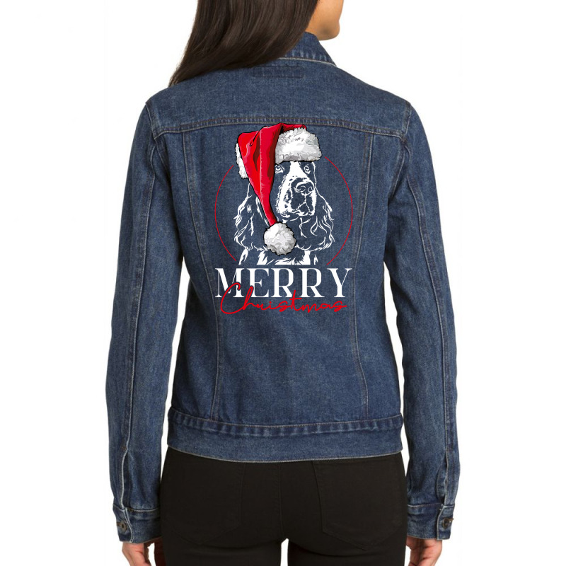 Funny Santa English Springer Spaniel Merry Christmas Dog Mom Sweatshir Ladies Denim Jacket by men.adam | Artistshot