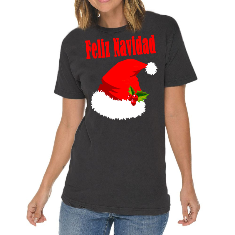 Feliz Navidad Christmas Santa Hat Merry Christmas Party Long Sleeve T Vintage T-shirt | Artistshot