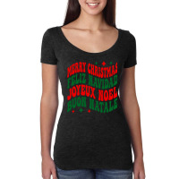 Merry Christmas, Feliz Navidad, Joyeux Noel, Buon Natale Pullover Hood Women's Triblend Scoop T-shirt | Artistshot