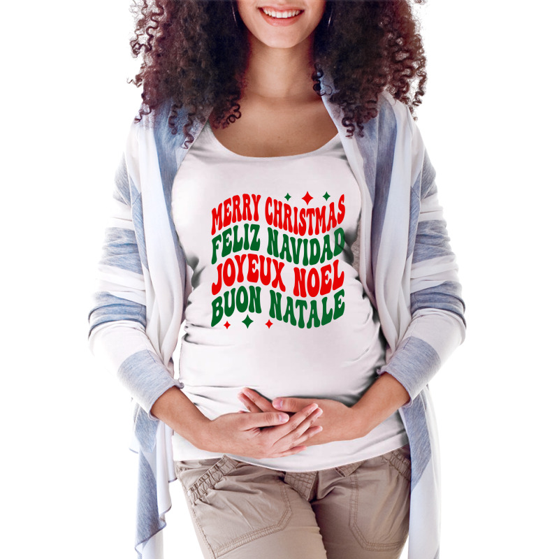 Merry Christmas, Feliz Navidad, Joyeux Noel, Buon Natale Pullover Hood Maternity Scoop Neck T-shirt by ayedencoplon | Artistshot