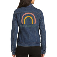 Read Banned Books Book Lover Funny Librarian Rainbow T Shirt Ladies Denim Jacket | Artistshot