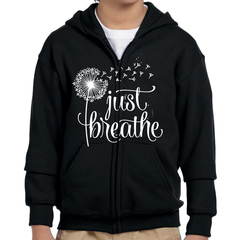 Just Breathe Youth Zipper Hoodie by Bull Tees | Artistshot