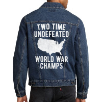 Two Time Ww1 Ww2 American Flag Champions T Shirt Men Denim Jacket | Artistshot