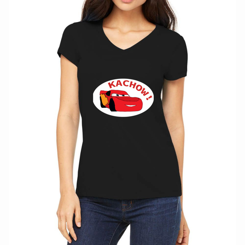 Kachow!  Lightning Mcqueen Meme Design Women's V-Neck T-Shirt by cm-arts | Artistshot