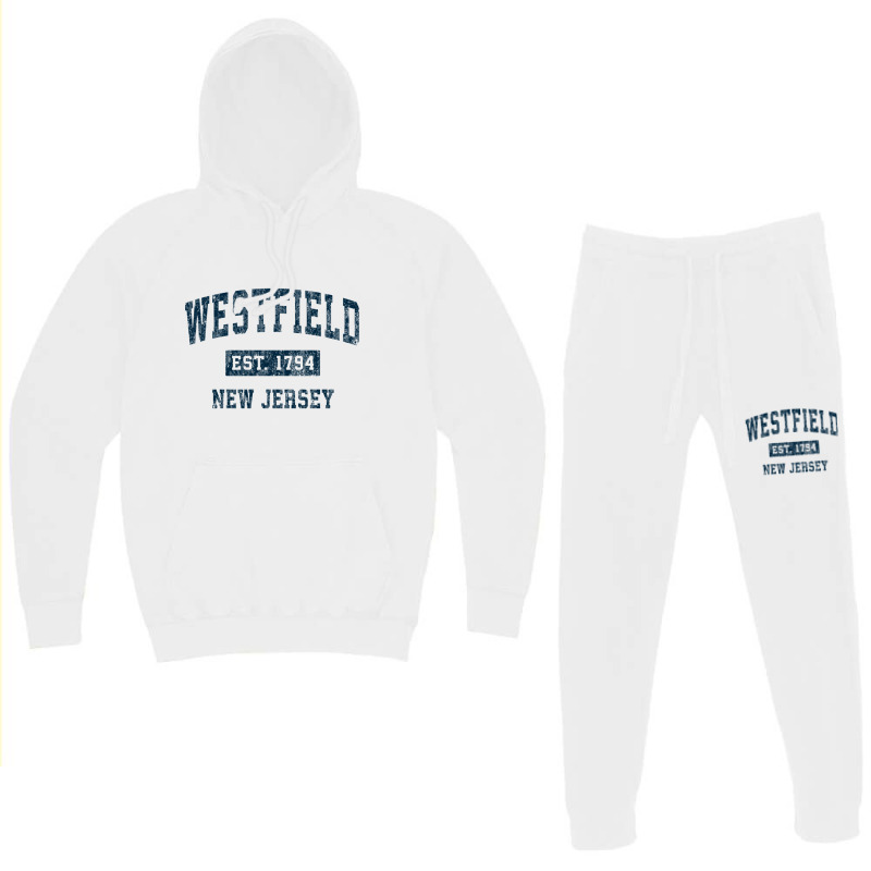 Westfield New Jersey Nj Vintage Sports Design Navy Print Pullover Hood Hoodie & Jogger Set | Artistshot