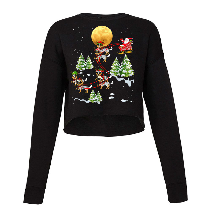 Australian Cattle Dog Reindeer Christmas Riding Santa Cropped Sweater by JusticePeck | Artistshot