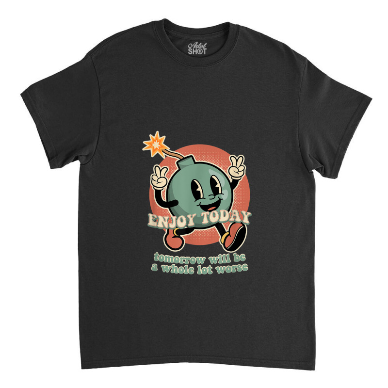 Existential Dread Retro Cartoon Bomb Grenade Nihilism Classic T-shirt by ElizahTessieDenniston | Artistshot