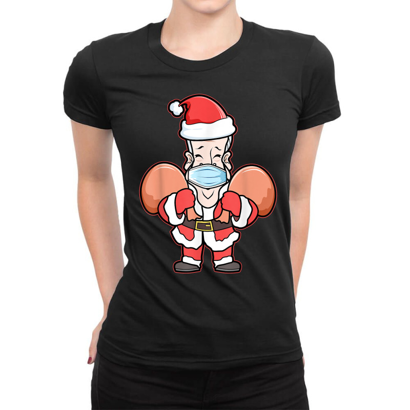 Merry Christmas Joe Biden Santa Hat Mask Pandemic America T Shirt Ladies Fitted T-shirt | Artistshot