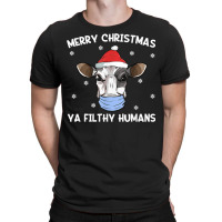 Merry Christmas Milk Cow Face Mask  Dairy Cow Santa T Shirt T-shirt | Artistshot