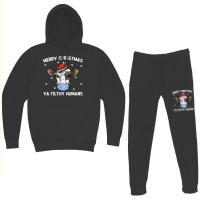 Merry Christmas Milk Cow Face Mask  Dairy Cow Santa T Shirt Hoodie & Jogger Set | Artistshot