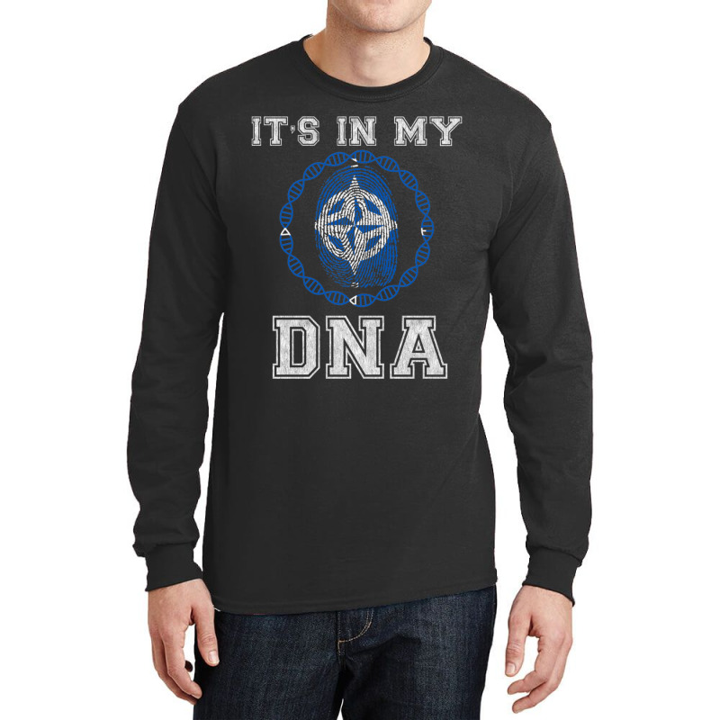 Nato Its In My Dna Gift For Nato From Nato  Dna Strand And Thumbprint  Long Sleeve Shirts by cm-arts | Artistshot