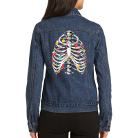 Skeleton Rib Cage Bauble Radiology Radiologist Christmas T Shirt Ladies Denim Jacket | Artistshot