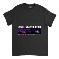 Glacier National Park Night Sky With Gps Location Design Classic T-shirt | Artistshot