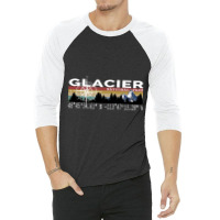 Glacier National Park With Gps Location Design 3/4 Sleeve Shirt | Artistshot