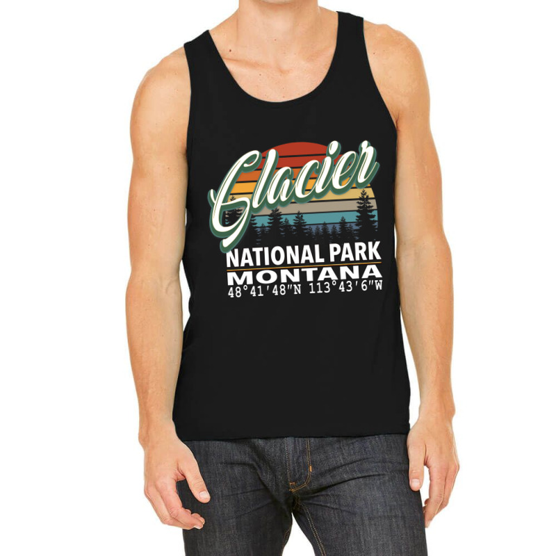 Vintage  Retro Color Glacier National Park With Gps Location Design Re Tank Top by BILLYJOHNSON | Artistshot