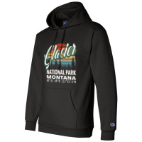 Vintage  Retro Color Glacier National Park With Gps Location Design Re Champion Hoodie | Artistshot