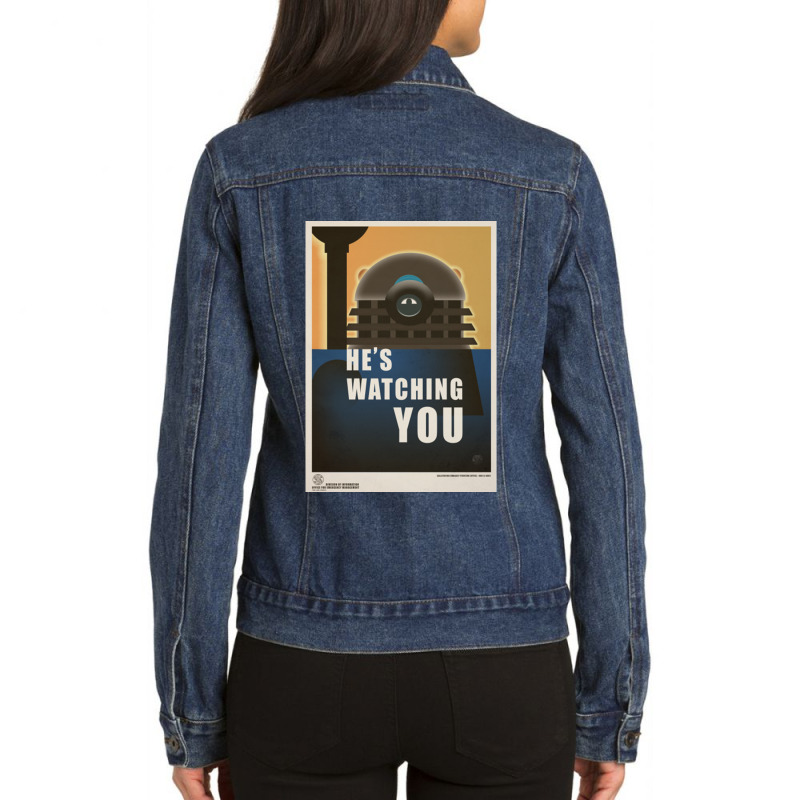 Dalek Time War Propaganda Poster 2 Ladies Denim Jacket by CherylBrandy | Artistshot