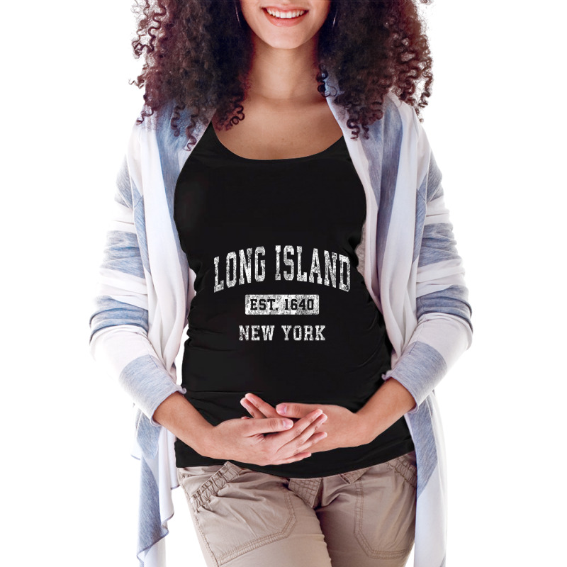 Long Island New York Ny Vintage Established Sports Design Maternity Scoop Neck T-shirt by MalcolmJCausby | Artistshot