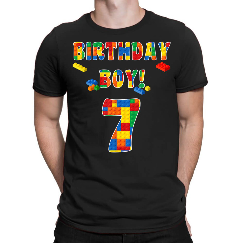 Building Block Birthday Boy Turning 7 T-shirt | Artistshot