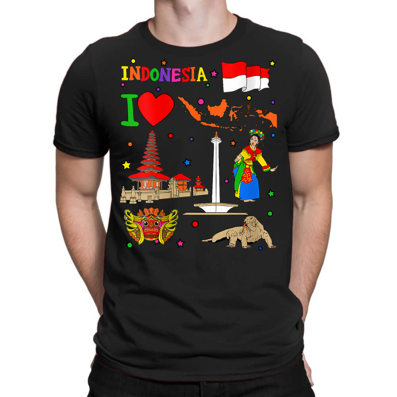 Womens Hand Drawn Objects Of Indonesia, Traditional Symbols, Map V Nec T-shirt | Artistshot