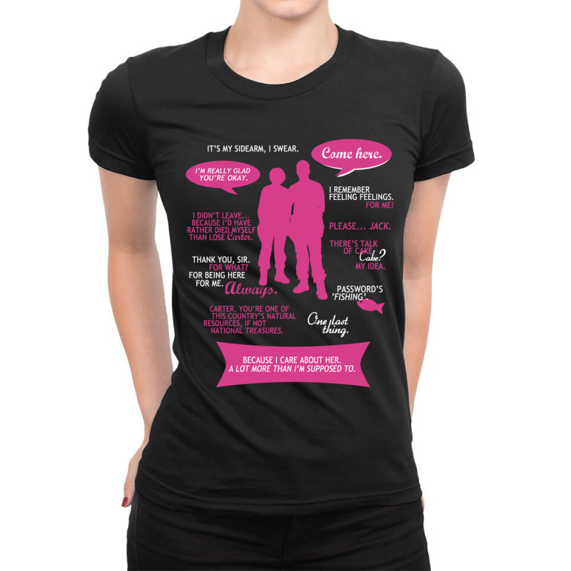 Stargate Sg1  Sam Amp Jack Quotes (pinkwhite Design) Fitted Ladies Fitted T-Shirt by cm-arts | Artistshot