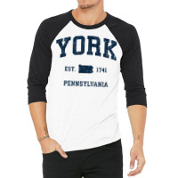 York Pennsylvania Pa Vintage Athletic Navy Sports Design T Shirt 3/4 Sleeve Shirt | Artistshot