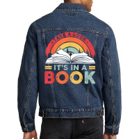 Take A Look It's In A Book Reading Vintage Retro Rainbow T Shirt Men Denim Jacket | Artistshot