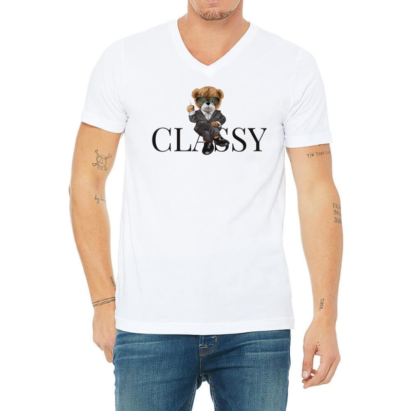 Tee Bear Doll In Suit Sitting On Classy Cartoon Animal T Shirt V-neck Tee | Artistshot