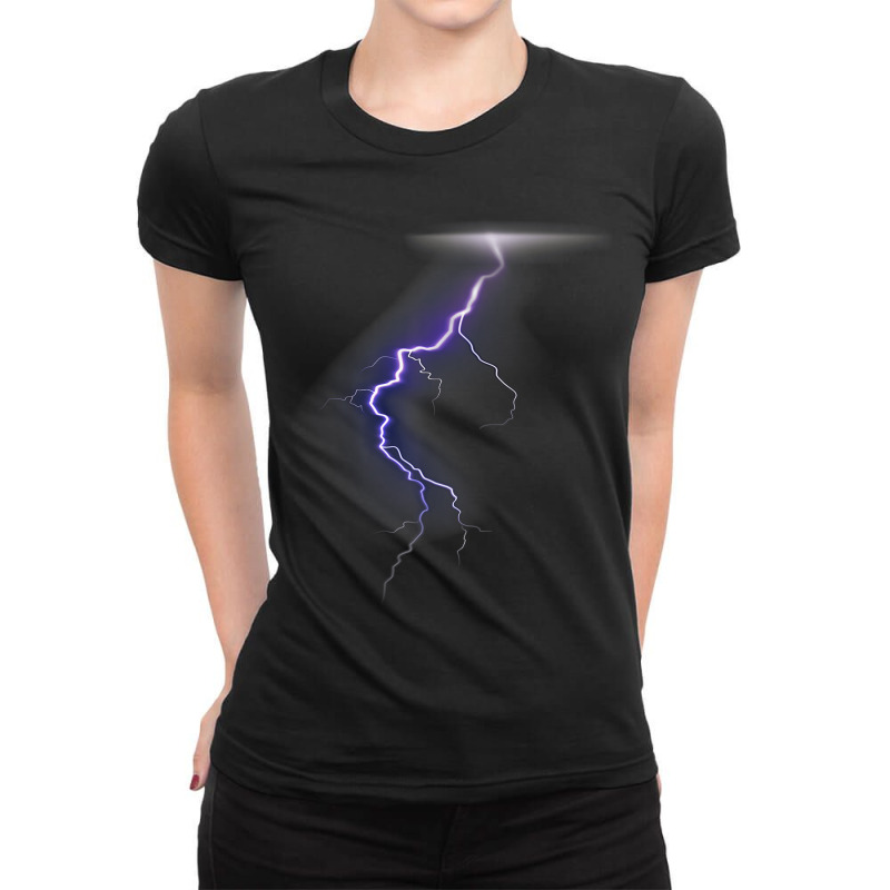 Lightning Thunder Lightning Bolt Storm Cloud Strikes Ladies Fitted T-Shirt by CassieKim | Artistshot